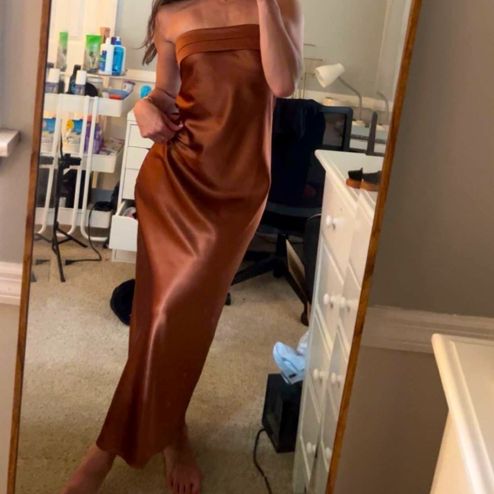 Strapless backless satin dress